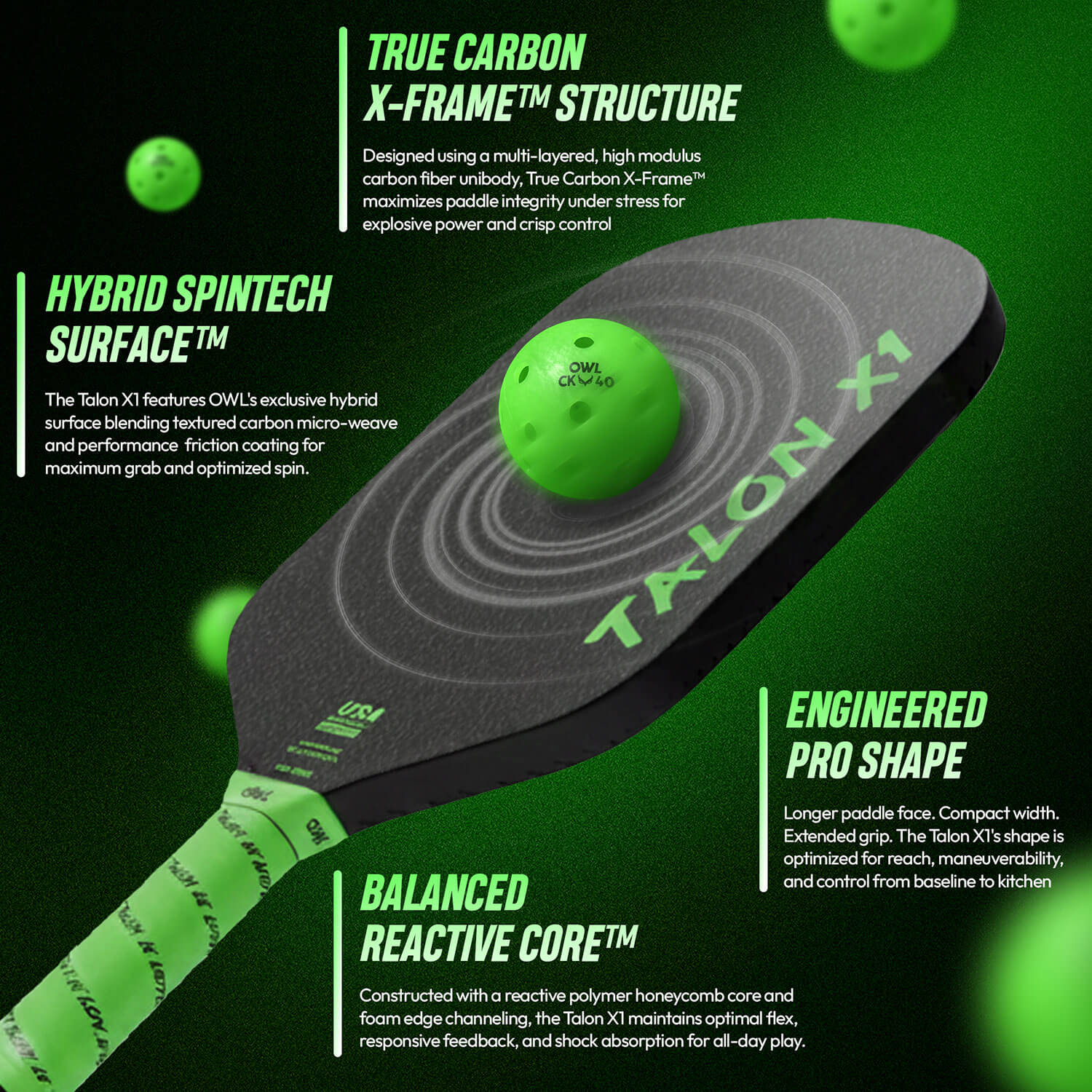 OWL Talon X1 Eclipse Green Paddle - Image 4