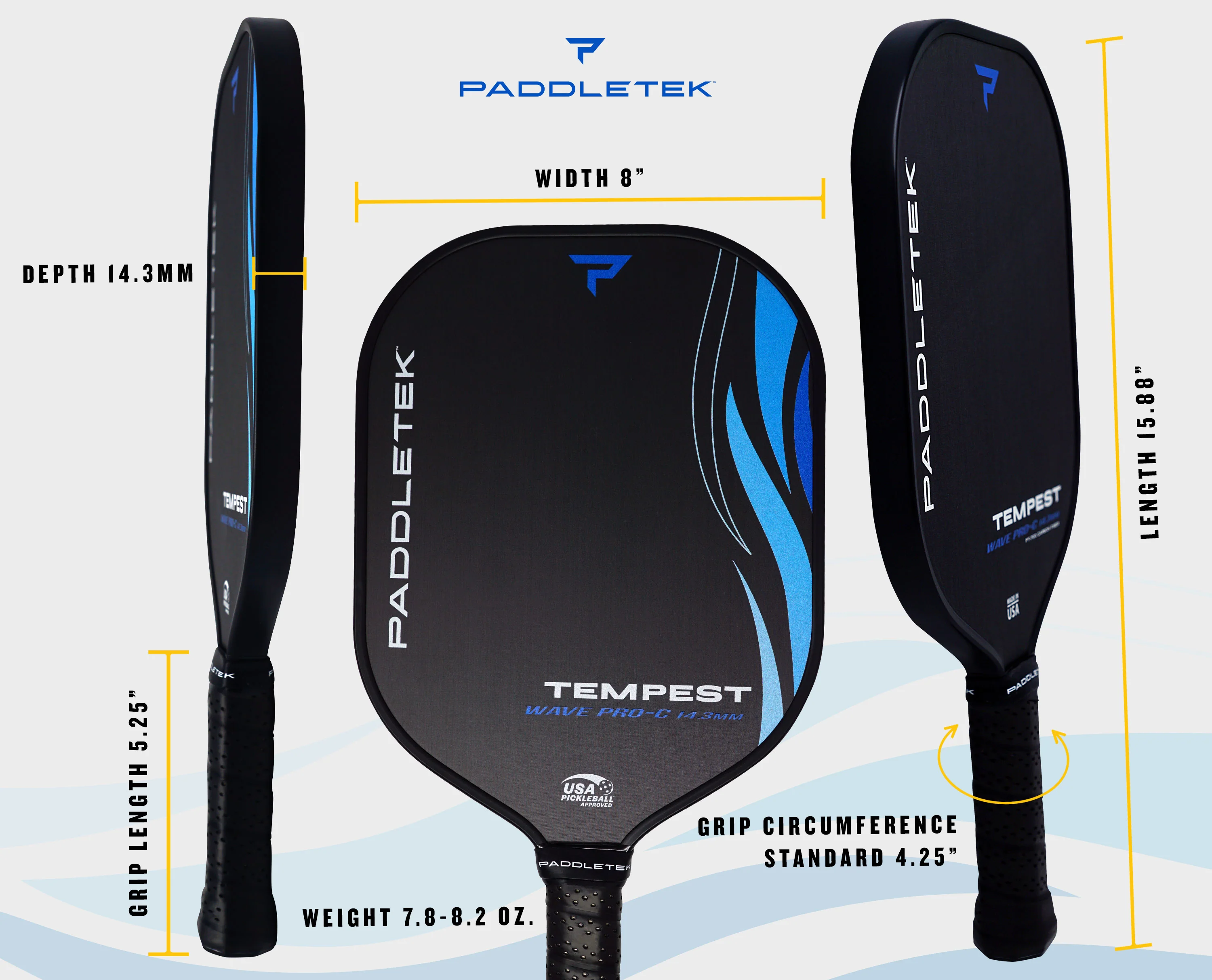 Paddletek Tempest Wave Pro-C 14.3 Paddle - Image 4